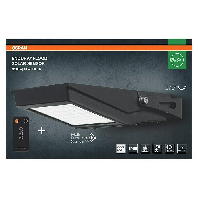 Osram Solar-Außenwandleuchte Endura Flood (10 W, 19,4 x 6,7 x 31,3 cm, Kaltweiß) | BAUHAUS