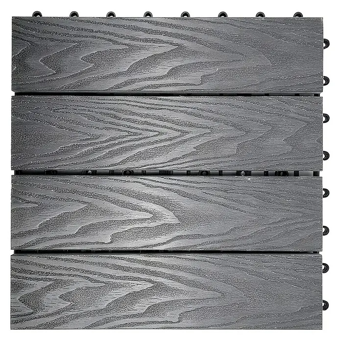 Floordirekt Klickfliese Noble 3D - 30 x 30 cm - 0,25 m² - Moderne Terrassenfliese - Grau - WPC, 1 Stk.