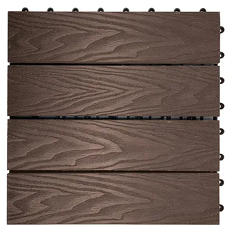 Floordirekt  Klickfliese Noble 3D - 30 x 30 cm - 11er Set - 1 m² - Moderne Terrassenfliese - Braun