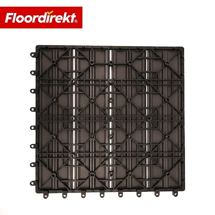 Floordirekt Klickfliese Noble 3D - 30 x 30 cm - 11er Set - 1 m² - Moderne Terrassenfliese - Braun - WPC, 11 Stk.