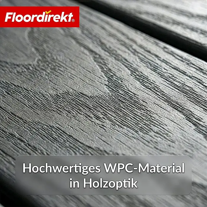 Floordirekt Klickfliese Noble 3D - 30 x 30 cm - 11er Set - 1 m² - Moderne Terrassenfliese - Grau - WPC, 11 Stk.