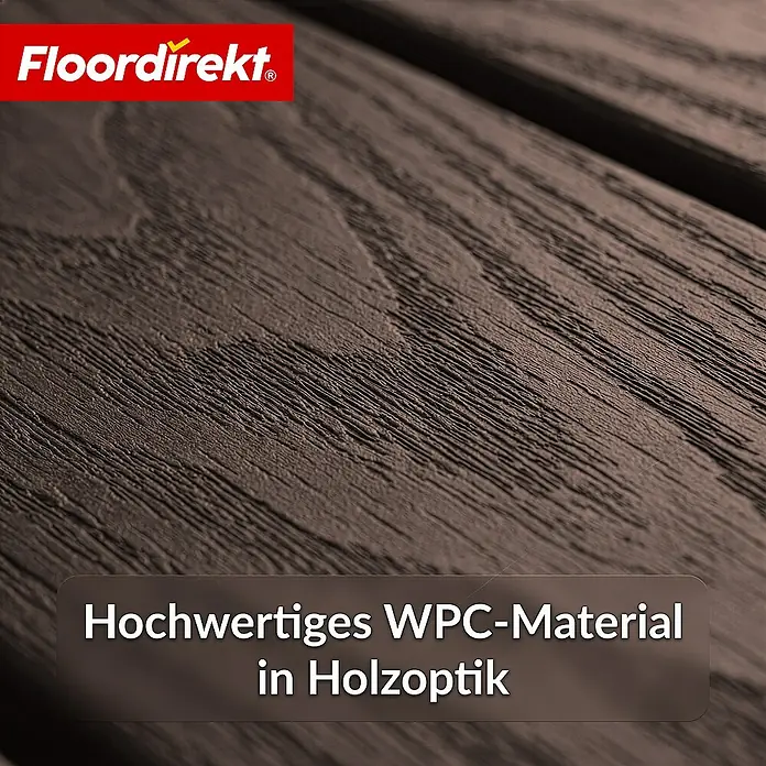 Floordirekt Klickfliese Noble 3D - 30 x 30 cm - 0,25 m² - Moderne Terrassenfliese - Braun - WPC, 1 Stk.