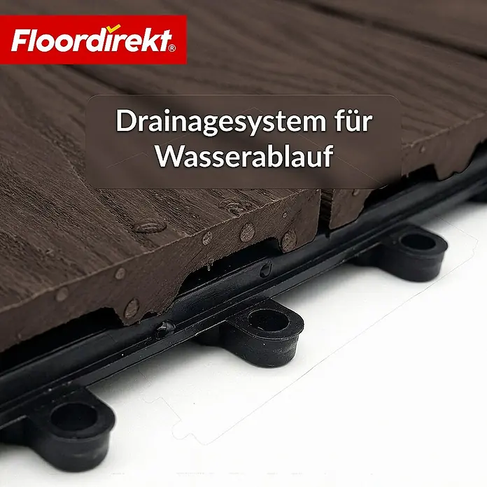 Floordirekt Klickfliese Noble 3D - 30 x 30 cm - 0,25 m² - Moderne Terrassenfliese - Braun - WPC, 1 Stk.