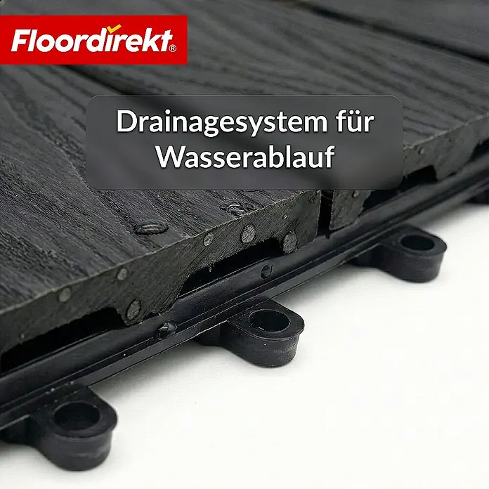 Floordirekt Klickfliese Noble 3D - 30 x 30 cm - 0,25 m² - Moderne Terrassenfliese - Schwarz - WPC, 1 Stk.