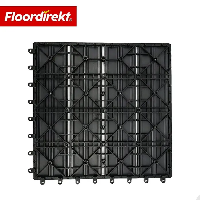 Floordirekt Klickfliese Noble 3D - 30 x 30 cm - 0,25 m² - Moderne Terrassenfliese - Schwarz - WPC, 1 Stk.