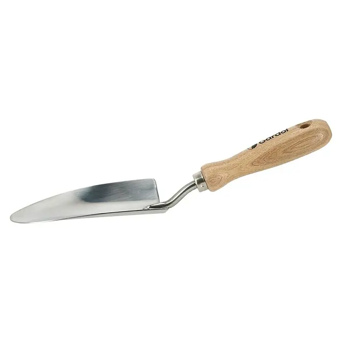 Gardol Schaufel - Breite: 6,5 cm, Esche, Edelstahl - Gartenkelle mit Holzgriff und silbernem Metallblatt.