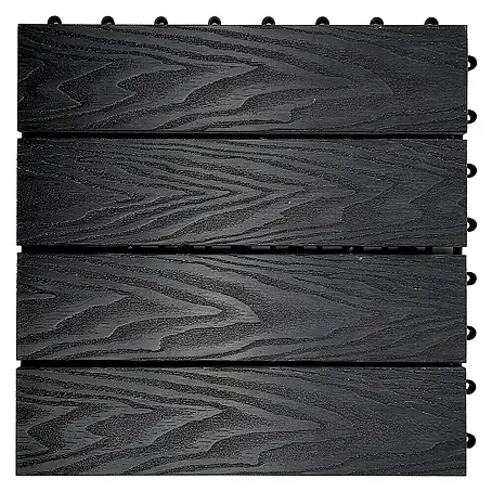 Floordirekt  Klickfliese Noble 3D - 30 x 30 cm - 11er Set - 1 m² - Moderne Terrassenfliese - Schwarz