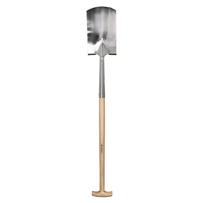 Gardol Gärtnerspaten - 111 cm, Esche, Edelstahl - Gartenspaten aus Edelstahl mit Naturholz-T-Griff und Gardena-Logo.