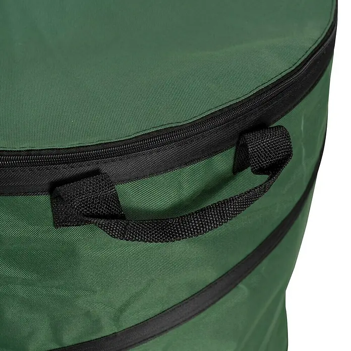 Gardol Premium Pop-Up Gartenabfallsack - 80 l, Ø x H: 46 x 48 cm - Grüne Stoffaufbewahrungstasche mit schwarzem Reißverschluss und schwarzem Stoffgriff.