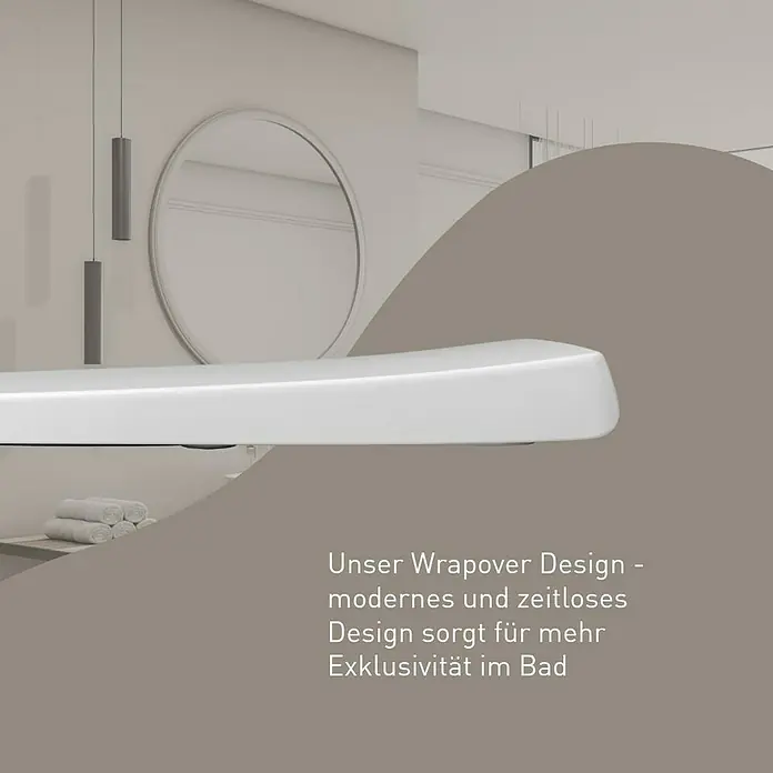 Camargue New York WC-Sitz 3.0 - Duroplast, Weiß, Mit Absenkautomatik - Weißer Wrap-over WC-Sitz mit modernem, elegantem Design, präsentiert in einem zeitgemäßen Badezimmer.
