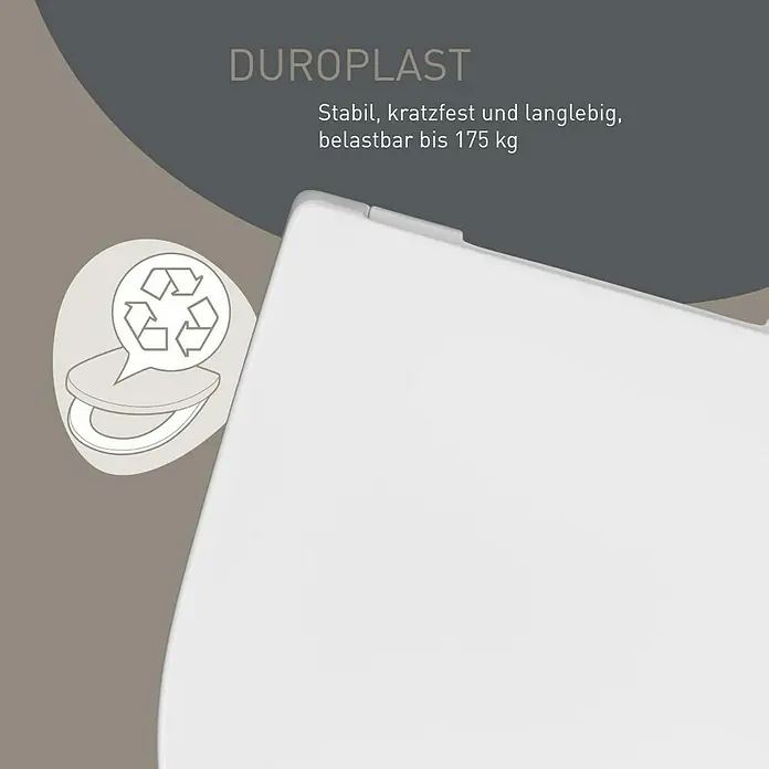 Camargue New York WC-Sitz 3.0 - Duroplast, Weiß, Mit Absenkautomatik - Weißer Duroplast WC-Sitz mit Recyclingsymbol, stabil, kratzfest, langlebig, bis 175 kg.