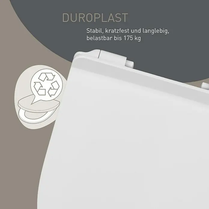 Camargue WC-Sitz Rom 2.0 - Duroplast, Weiß, Mit Absenkautomatik - Weißer Duroplast WC-Sitz, stabil, kratzfest, langlebig und recycelbar, belastbar bis 175 kg.