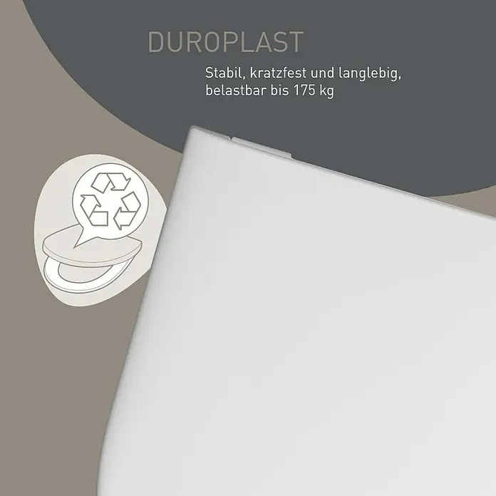Camargue Paris WC-Sitz - Duroplast, Weiß, Mit Absenkautomatik - Weißer Duroplast WC-Sitz, stabil, kratzfest, langlebig, belastbar bis 175 kg, recycelbar.