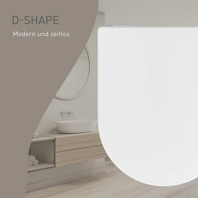 Camargue Empire WC-Sitz 2.0 - Duroplast, Weiß, Mit Absenkautomatik - Weißer D-förmiger WC-Sitz, modernes und zeitloses Design.