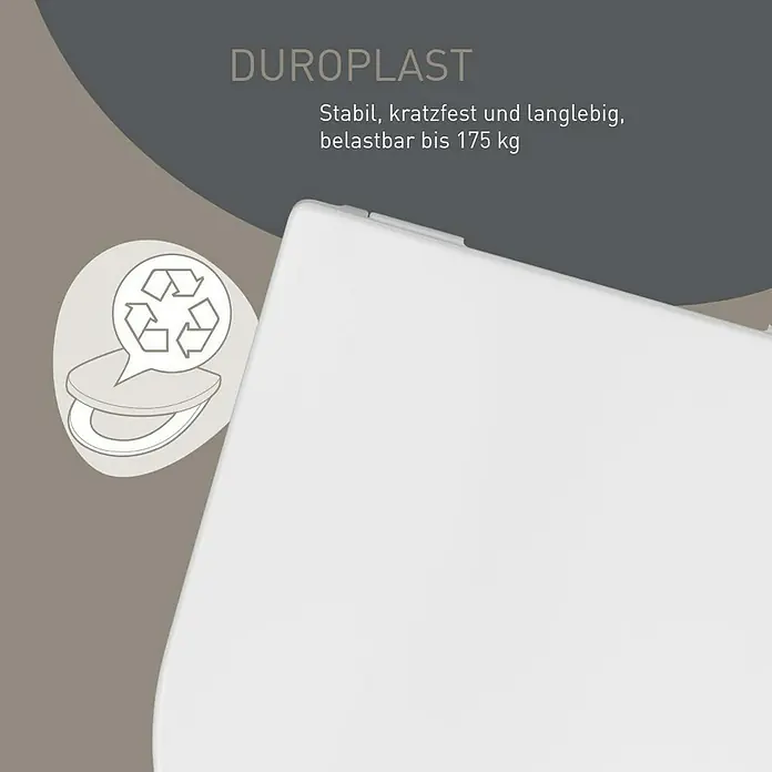 Camargue Empire WC-Sitz 2.0 - Duroplast, Weiß, Mit Absenkautomatik - Weißer Duroplast WC-Sitz, stabil, kratzfest, bis 175 kg belastbar, mit Recyclingsymbol.