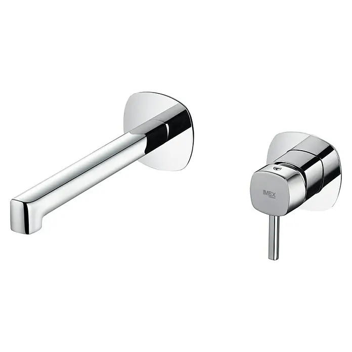 Camargue Bolonia Grifo de lavabo - Cromo, Latón - Grifo y maneta mezcladora de pared de cromo pulido.
