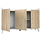 Meka Block Aparador K-504 (L x An x Al: 40 x 140 x 87,1 cm, Blanco Poro/Roble Aurora, Número de puertas: 3 ud.) | BAUHAUS