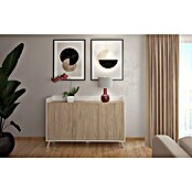 Meka Block Aparador K-504 (L x An x Al: 40 x 140 x 87,1 cm, Blanco Poro/Roble Aurora, Número de puertas: 3 ud.) | BAUHAUS