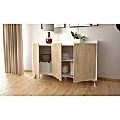 Meka Block Aparador K-504 (L x An x Al: 40 x 140 x 87,1 cm, Blanco Poro/Roble Aurora, Número de puertas: 3 ud.) | BAUHAUS