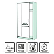 Meka Block Armario de puertas correderas K-511 (L x An x Al: 50 x 100 x 200 cm, Blanco Liso/Roble Cortez) | BAUHAUS