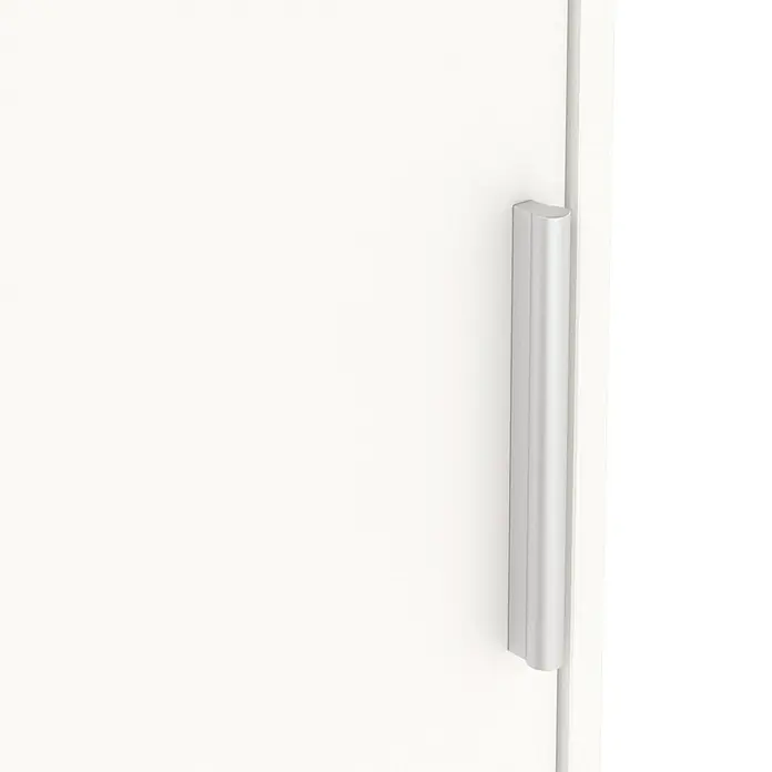 Meka Block Armario de puertas correderas K-511 - L x An x Al: 50 x 100 x 200 cm, Blanco Liso - Panel blanco de puerta o armario con tirador vertical plateado.