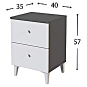 Meka Block Mesita de noche París (L x An x Al: 35 x 40,2 x 56,5 cm, Gris París/Blanco Liso, Número de cajones: 2 ud.) | BAUHAUS