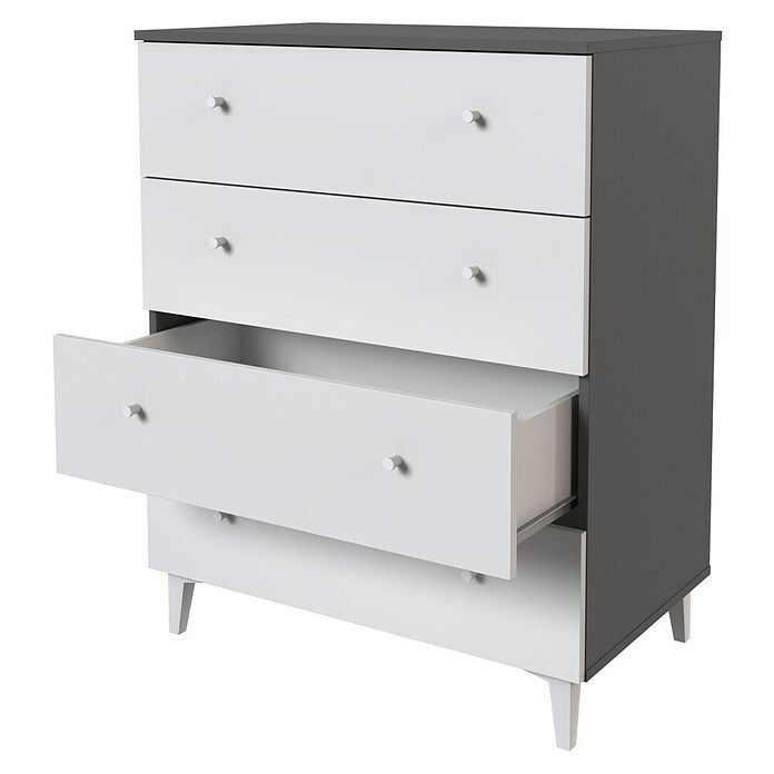 Meka Block Cómoda París (L x An x Al: 48 x 80,2 x 100,4 cm, Gris París/Blanco Liso, Número de cajones: 4 ud.) | BAUHAUS