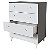 Meka Block Cómoda París (L x An x Al: 48 x 80,2 x 100,4 cm, Gris París/Blanco Liso, Número de cajones: 4 ud.) | BAUHAUS