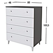 Meka Block Cómoda París (L x An x Al: 48 x 80,2 x 100,4 cm, Gris París/Blanco Liso, Número de cajones: 4 ud.) | BAUHAUS