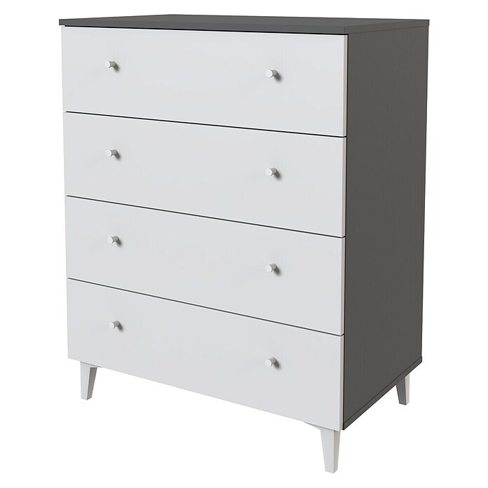 Meka Block Cómoda París (L x An x Al: 48 x 80,2 x 100,4 cm, Gris París/Blanco Liso, Número de cajones: 4 ud.) | BAUHAUS