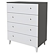 Meka Block Cómoda París (L x An x Al: 48 x 80,2 x 100,4 cm, Gris París/Blanco Liso, Número de cajones: 4 ud.) | BAUHAUS
