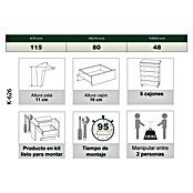 Meka Block Cómoda París (L x An x Al: 48 x 80,2 x 114,6 cm, Gris París/Blanco Liso, Número de cajones: 5 ud.) | BAUHAUS