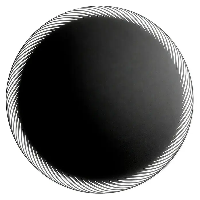 Espejo con luz Spira - Diámetro: 80 cm, Blanco neutro - Disco circular negro con borde blanco, retorcido y acanalado.