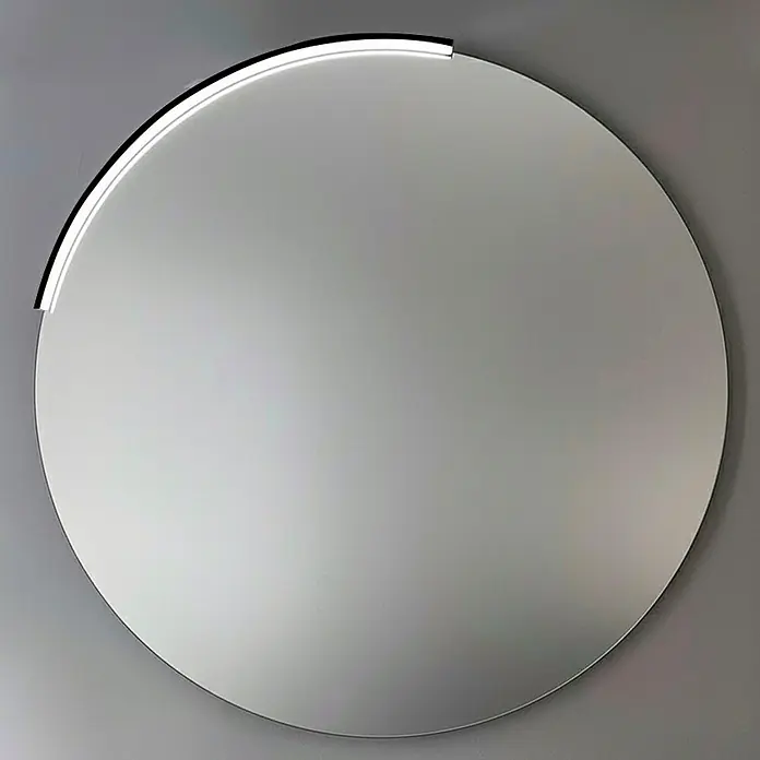 Espejo con luz Halo - Diámetro: 80 cm, Negro - Espejo redondo con iluminación LED integrada en el borde superior.