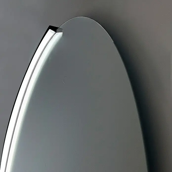 Espejo con luz Halo - Diámetro: 80 cm, Negro - Espejo redondo con iluminación LED blanca brillante en el borde.