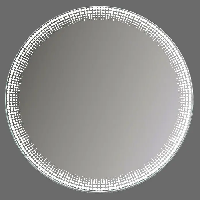 Espejo con luz Dot - Diámetro: 60 cm, Blanco - Espejo redondo iluminado con un patrón de luz LED punteado alrededor del borde.