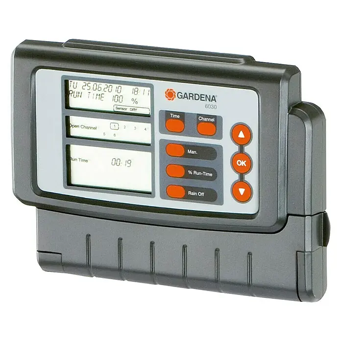 Gardena Classic Bewässerungscomputer 6030 - Bewässerungsdauer: 1 min - 3,59 h - Gardena 6030 Bewässerungssteuerung mit LCD-Display und Tasten zur Programmierung der Bewässerungszeiten für den Garten.