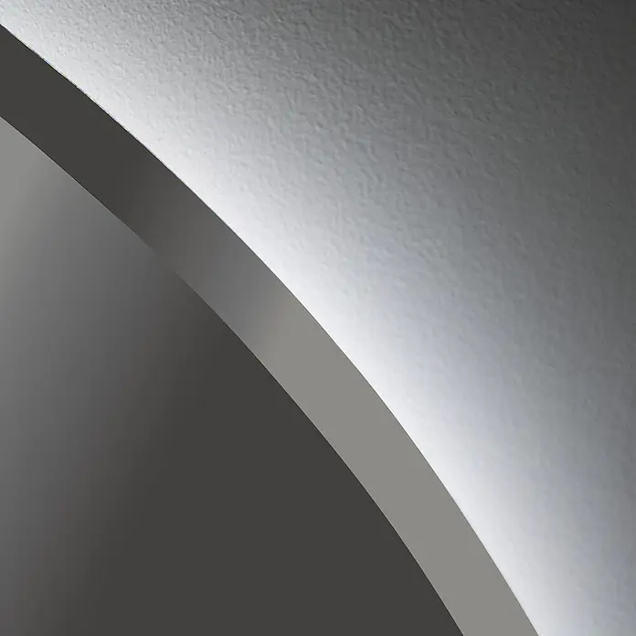 Espejo con luz Salma - 45 x 90 cm, Vidrio - Imagen abstracta de formas grises y blancas curvadas, una con una textura sutil.