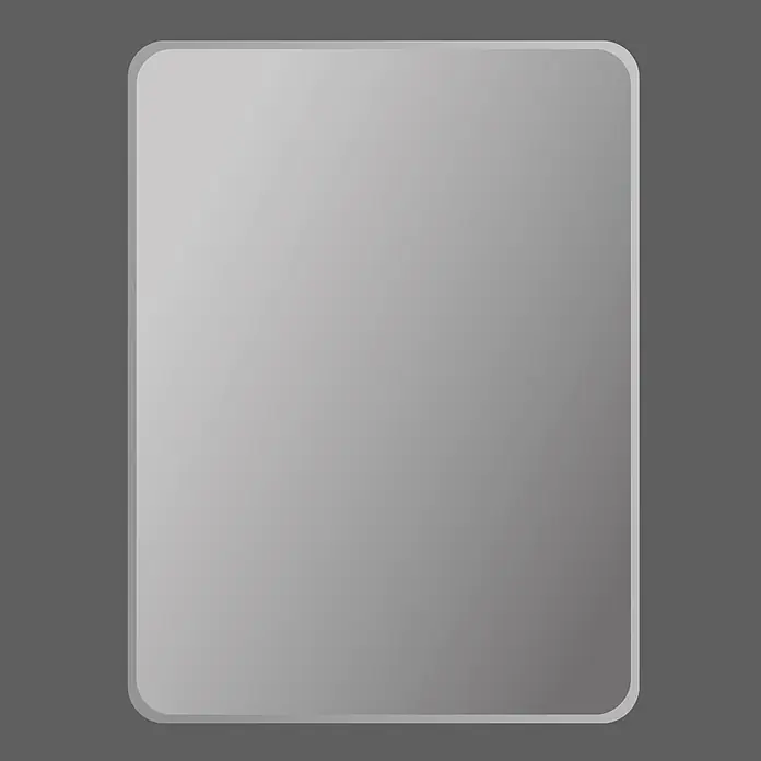Espejo con luz Salma - 60 x 80 cm, Vidrio - Panel reflectante rectangular redondeado gris con un sutil efecto degradado.