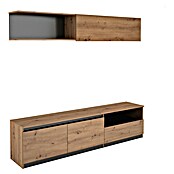 Meka Block Conjunto mueble de salón K-502 (Gris París/Roble Albar, 2 pzs.) | BAUHAUS