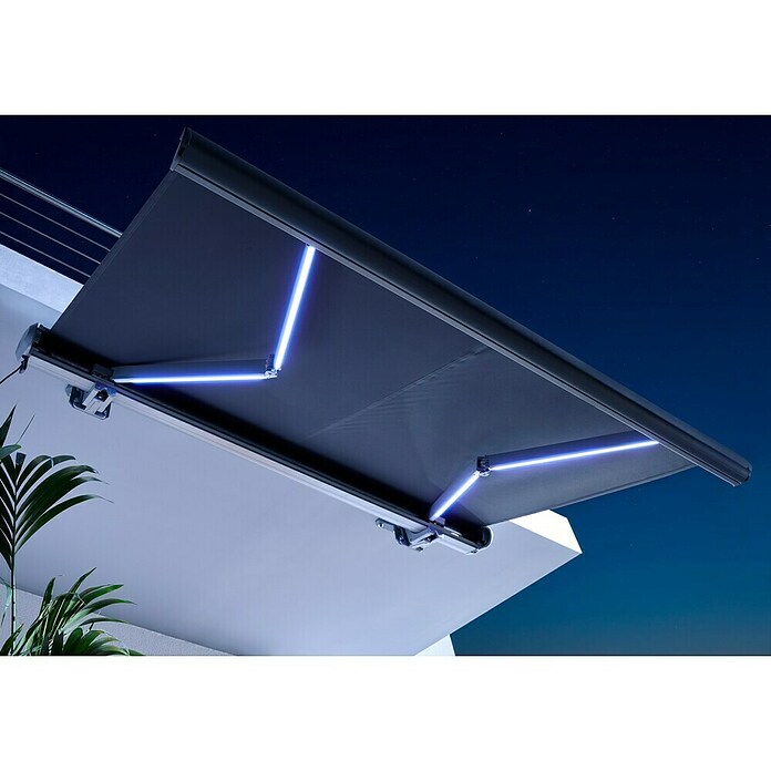 Sunfun LED-Vollkassettenmarkise (Anthrazit, Breite: 2,5 m, Ausfall: 1,5 m) | BAUHAUS