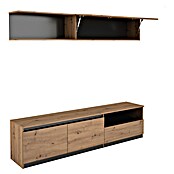 Meka Block Conjunto mueble de salón K-502 (Gris París/Roble Albar, 2 pzs.) | BAUHAUS