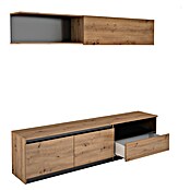 Meka Block Conjunto mueble de salón K-502 (Gris París/Roble Albar, 2 pzs.) | BAUHAUS