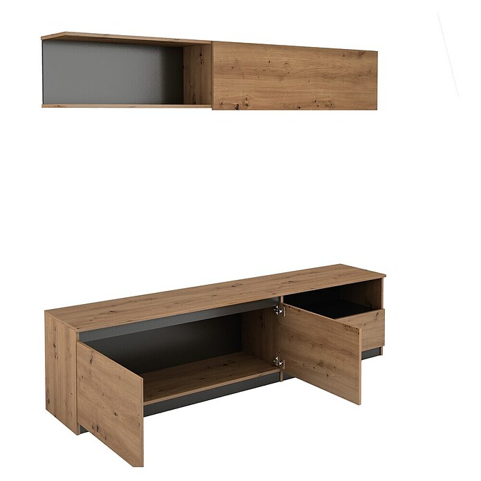 Meka Block Conjunto mueble de salón K-502 (Gris París/Roble Albar, 2 pzs.) | BAUHAUS