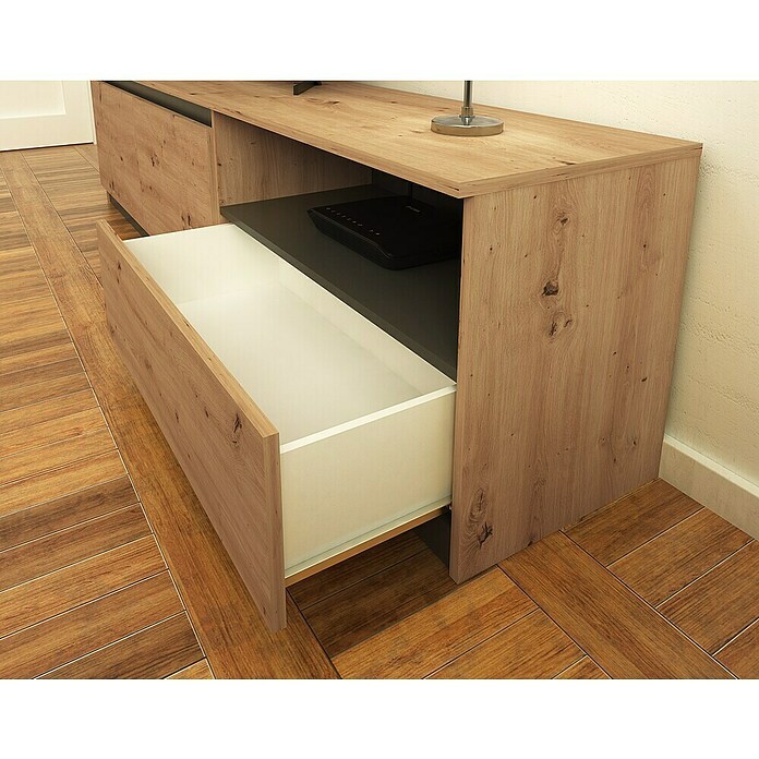 Meka Block Conjunto mueble de salón K-502 (Gris París/Roble Albar, 2 pzs.) | BAUHAUS