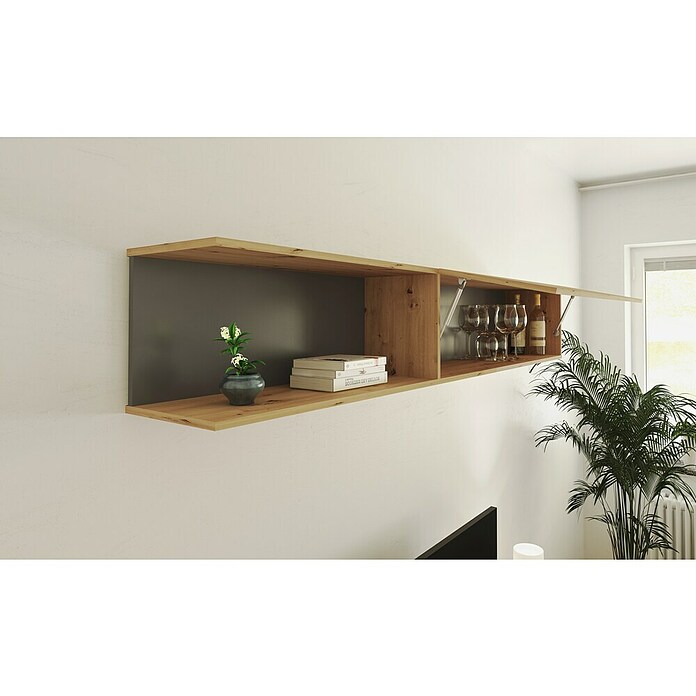 Meka Block Conjunto mueble de salón K-502 (Gris París/Roble Albar, 2 pzs.) | BAUHAUS