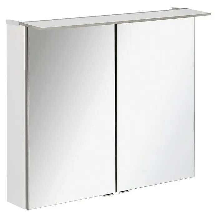 Fackelmann B.perfekt Badmöbel-Set - Gesamtbreite Badmöbel: 82 cm, Weiß, Hochglänzend, Komplettset aus Waschtischunterschrank, Waschtisch und Spiegelschrank - Weißer Spiegelschrank für das Bad mit zwei Türen.