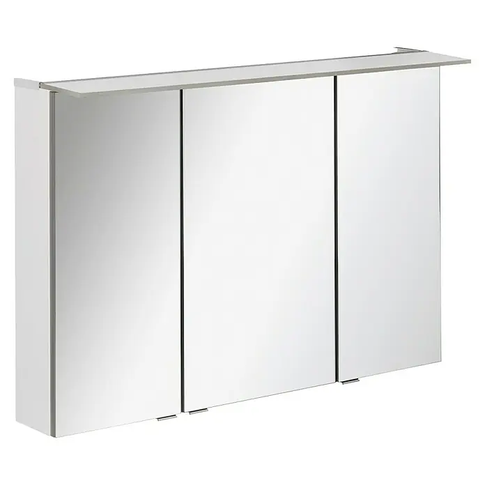 Fackelmann B.perfekt Badmöbel-Set - Gesamtbreite Badmöbel: 103 cm, Weiß, Hochglänzend, Komplettset aus Waschtischunterschrank, Waschtisch und Spiegelschrank - Weißer dreitüriger Spiegelschrank mit Ablage für das Badezimmer.