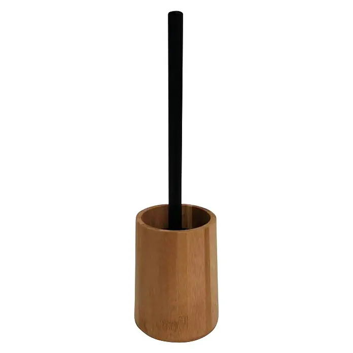Camargue WC-Bürstengarnitur Bambus - Bambus, Ø x H: 10,5 x 36,8 cm - Toilettenbürste mit schwarzem Griff in einem Bambushalter.