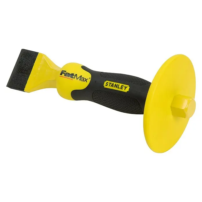 Stanley Cincel plano de boca ancha con protector - An x L: 45 x 215 mm, Acero - Cincel Stanley FatMax, una herramienta robusta para trabajos de madera precisos, con un mango ergonómico para un manejo cómodo.
